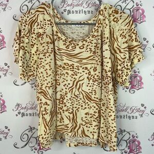 Tribal tee tshirt animal print cheetah leopard zebra yellow Print Women's Top